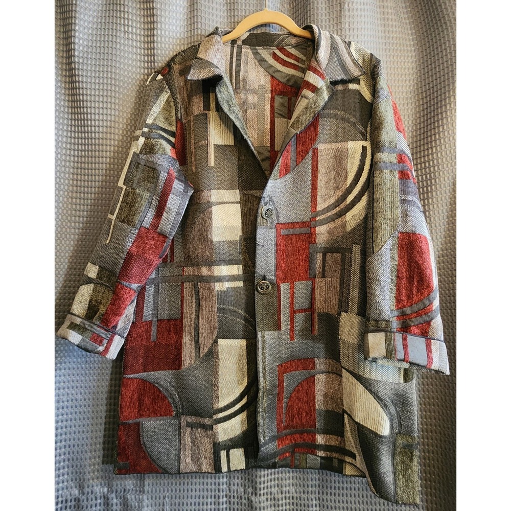 Winding River Reversible Jacket Women XL Multi Color Excellent Tapestry Art Wear